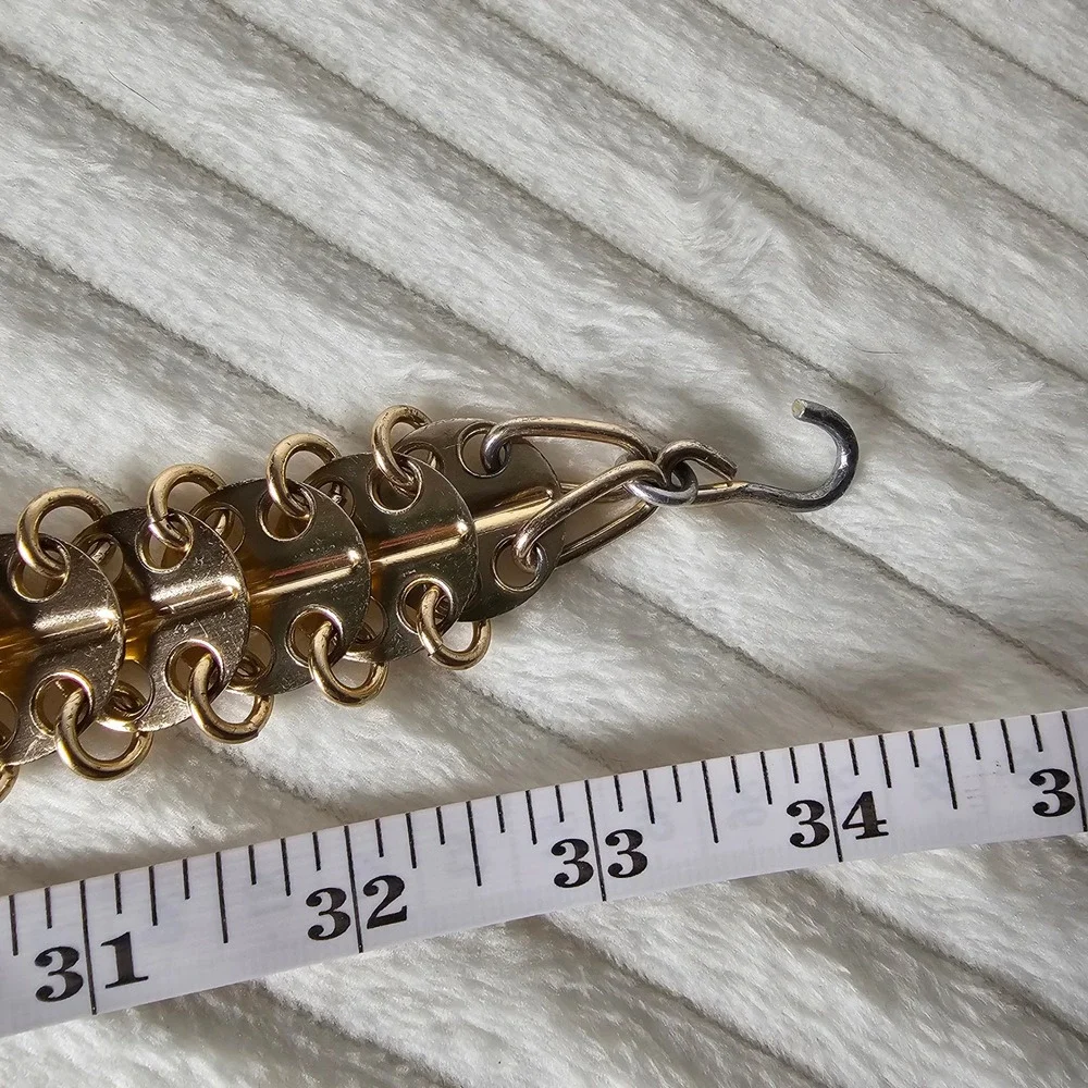 Vintage Women Gold Tone Metal Scale Link Adjustable Chain Belt 34 Glam 90s Y2K